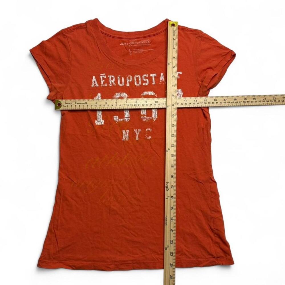 Aeropostale orange graphic baby tee Size L fitted 100% cotton La vibes - Picture 3 of 8